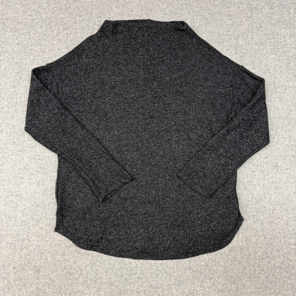 Old Navy Mock Neck Long Sleeve Top Size M Gray Marled Relaxed Curved Hem Knit
